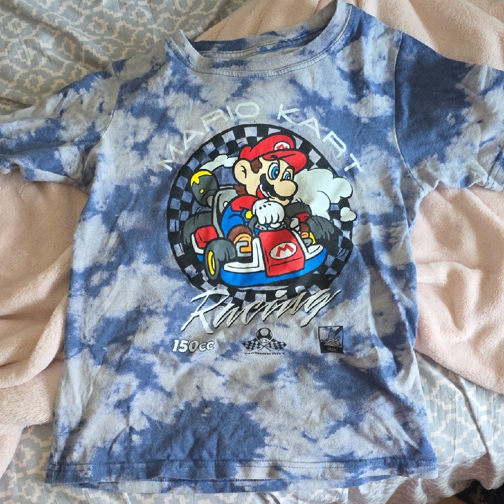 Nintendo Mario Kart Tie-Dye Blue Kids T-Shirt